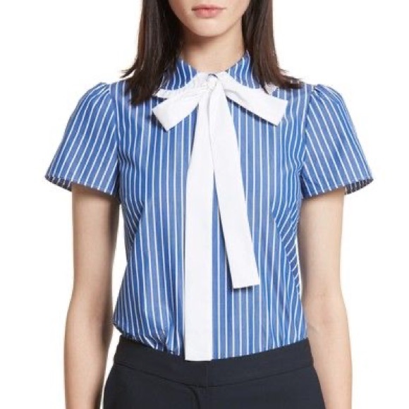 Red Valentino Pussybow Dress Shirt Size 40 - Picture 2 of 4